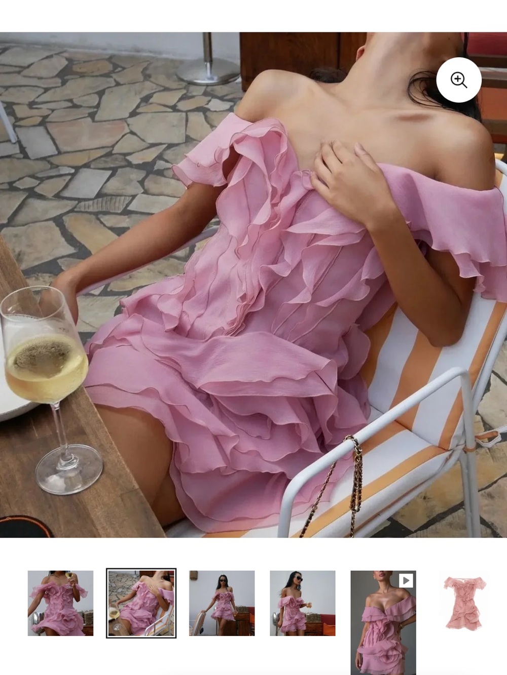 Off-Shoulder Pink Ruffle Mini Dress